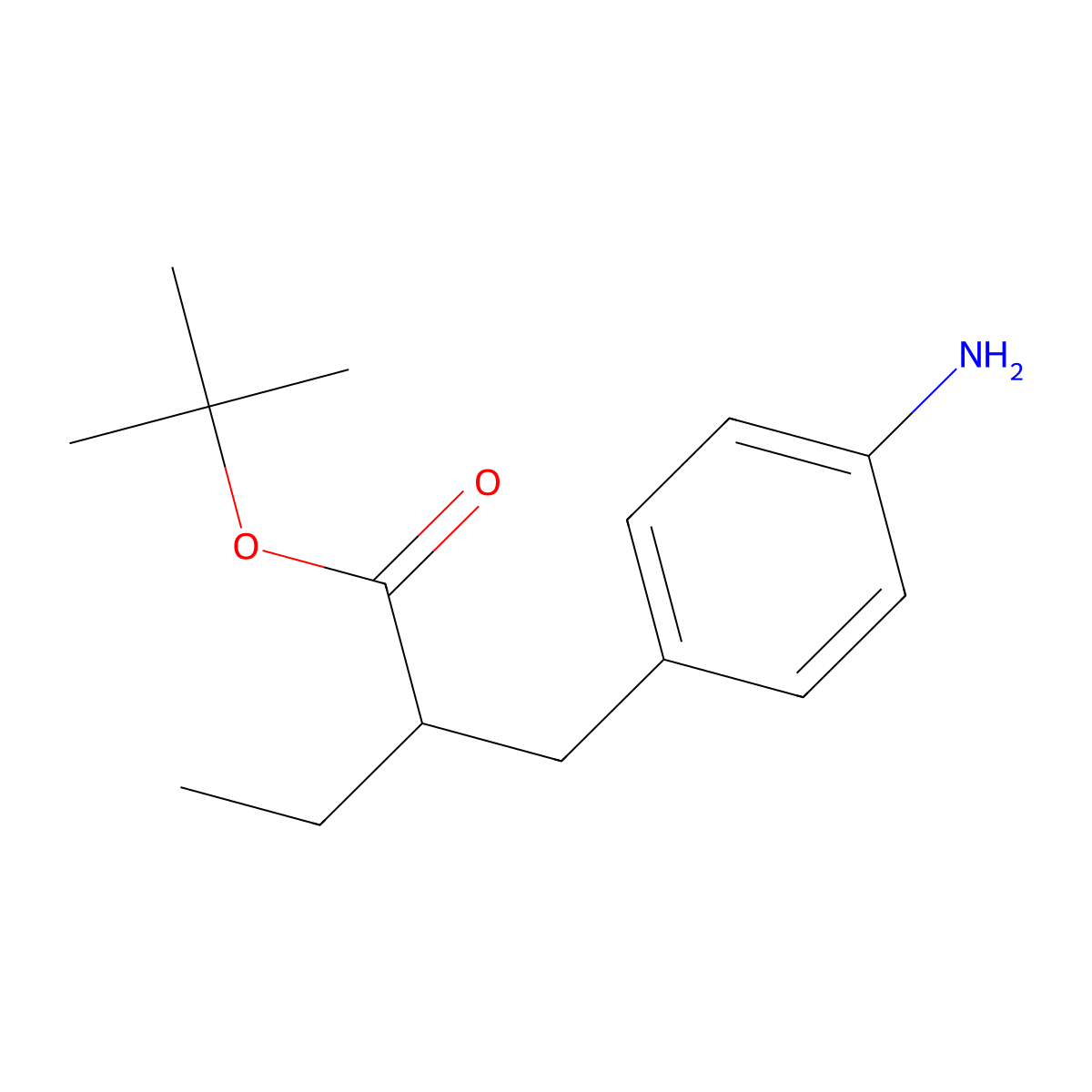 Tert-butyl 2-[(4-aminophenyl)methyl]butanoate molecular structure, CAS 2353901-60-5