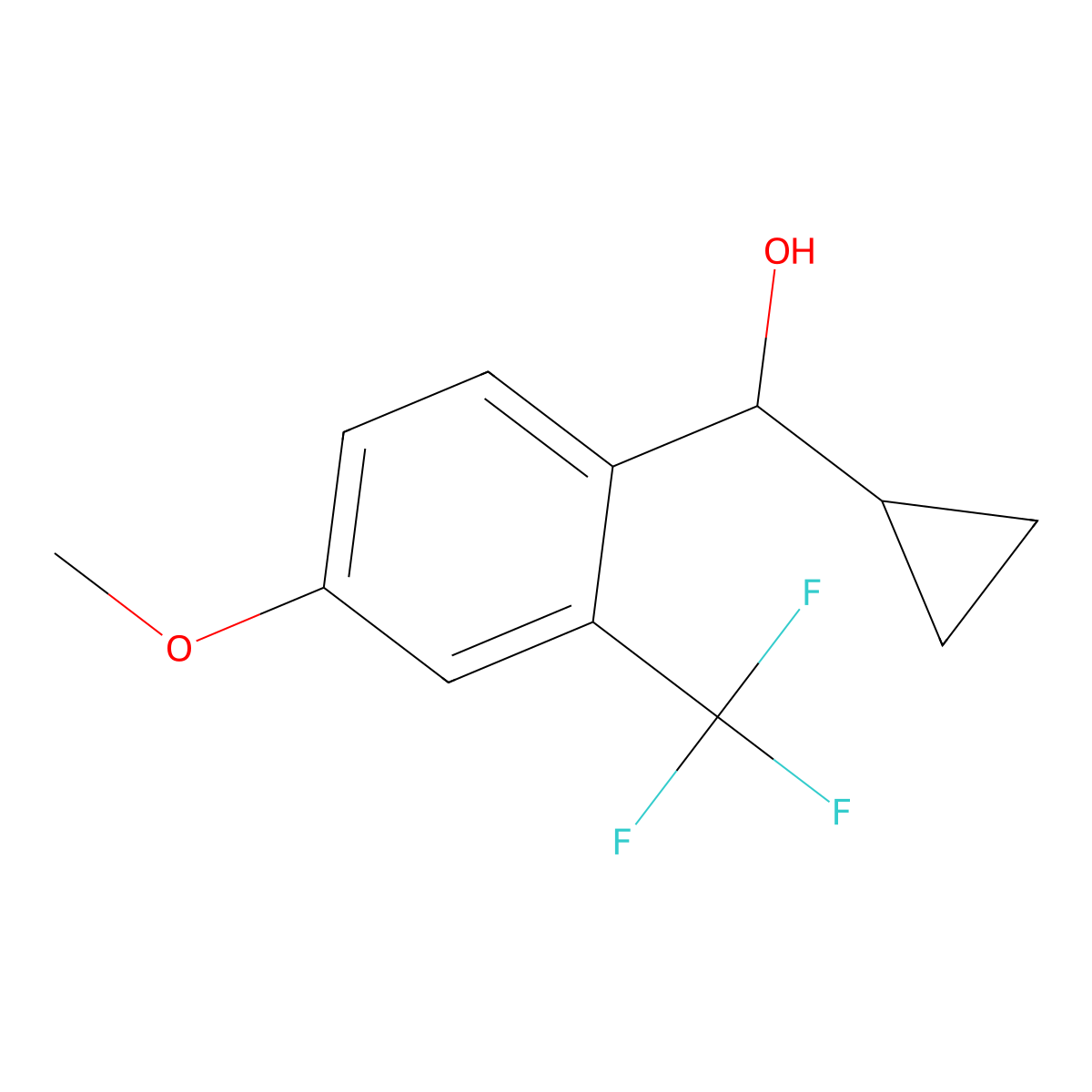 Cyclopropyl(4-methoxy-2-(trifluoromethyl)phenyl)methanol molecular structure, CAS 2353906-35-9