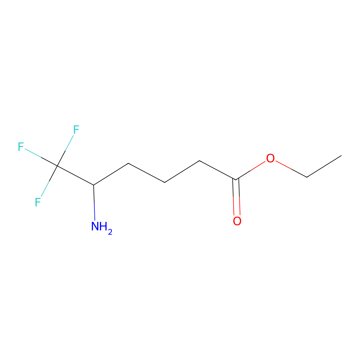 Ethyl 5-amino-6,6,6-trifluorohexanoate molecular structure, CAS 2353910-11-7