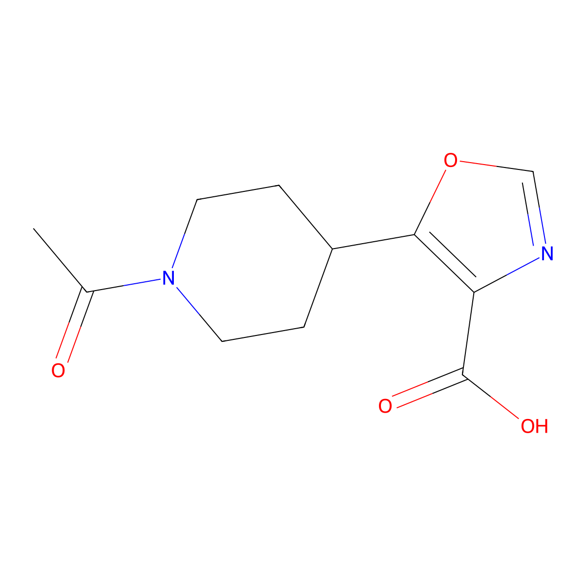 5-(1-Acetylpiperidin-4-yl)-1,3-oxazole-4-carboxylic acid molecular structure, CAS 2353921-42-1