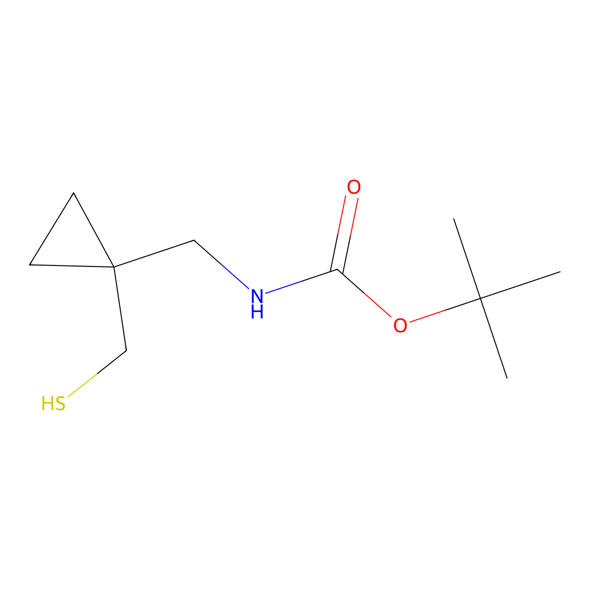 tert-butyl N-{[1-(sulfanylmethyl)cyclopropyl]methyl}carbamate molecular structure, CAS 2353927-13-4