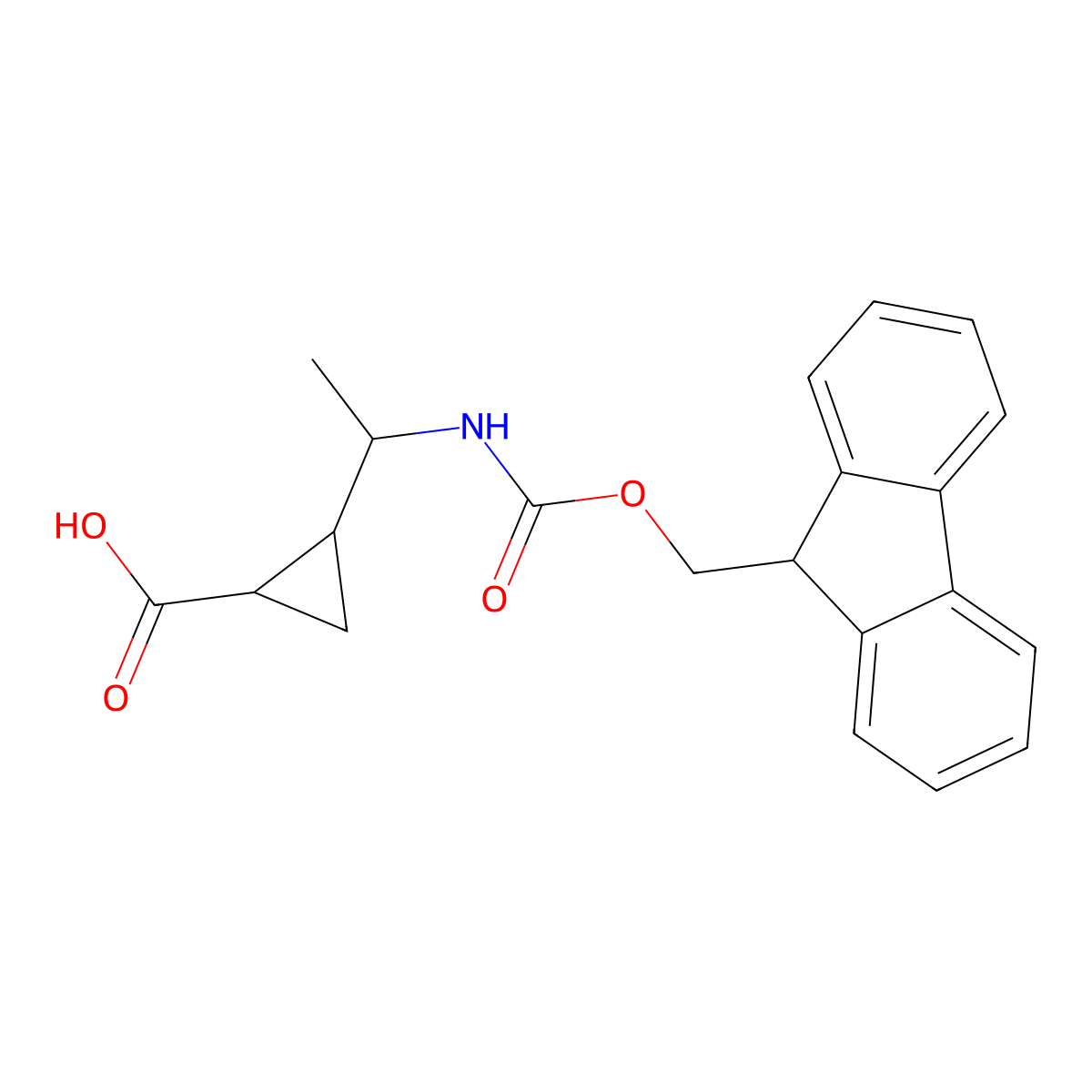 2-[1-({[(9H-fluoren-9-yl)methoxy]carbonyl}amino)ethyl]cyclopropane-1-carboxylic acid molecular structure, CAS 2353927-65-6
