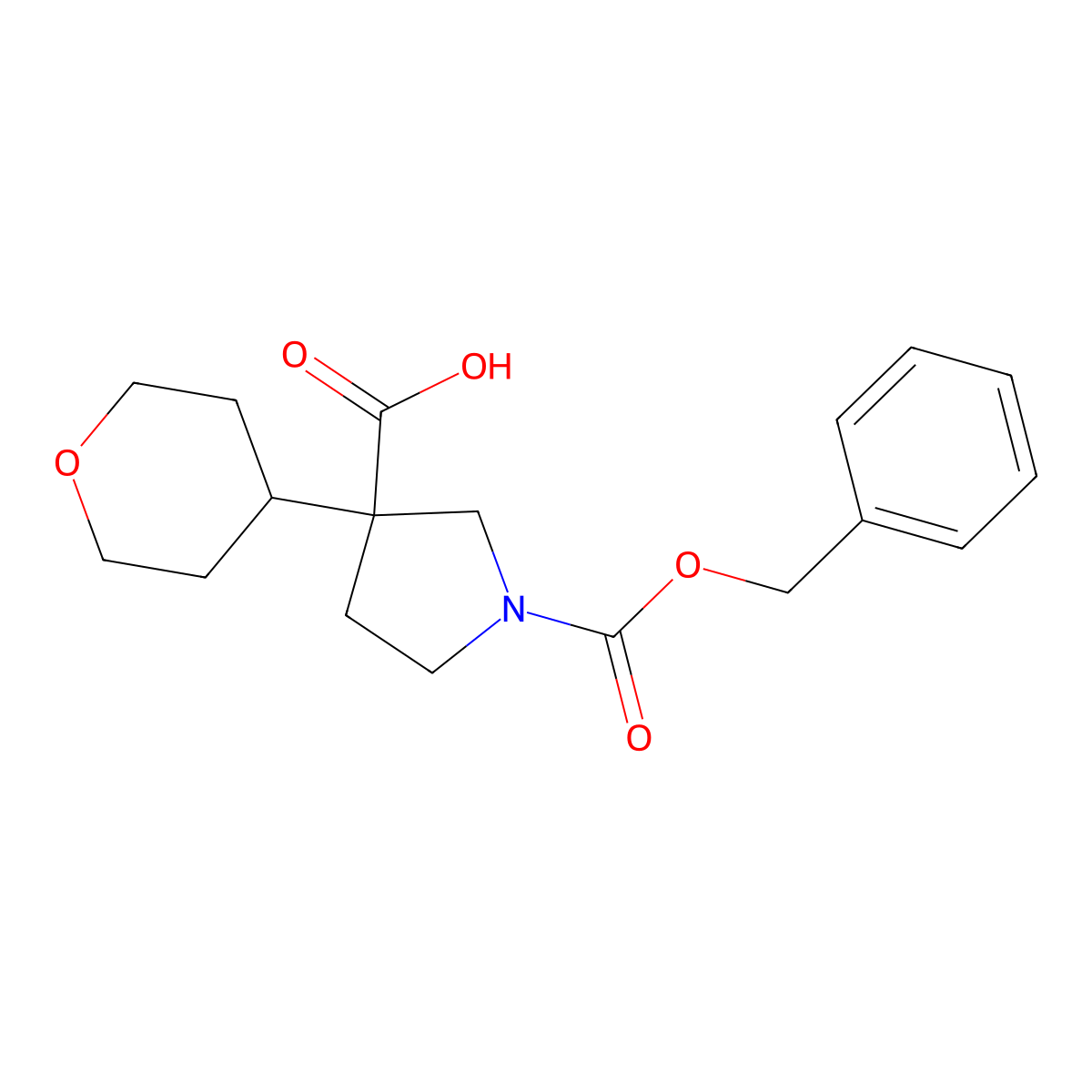 1-[(Benzyloxy)carbonyl]-3-(oxan-4-yl)pyrrolidine-3-carboxylic acid molecular structure, CAS 2353945-53-4