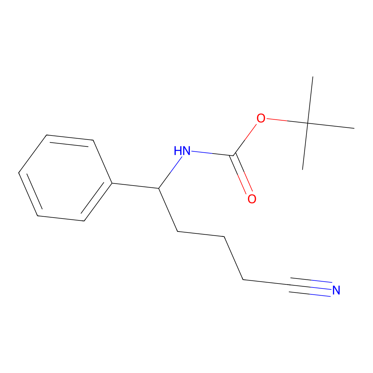 tert-butyl N-(4-cyano-1-phenylbutyl)carbamate molecular structure, CAS 2353952-86-8