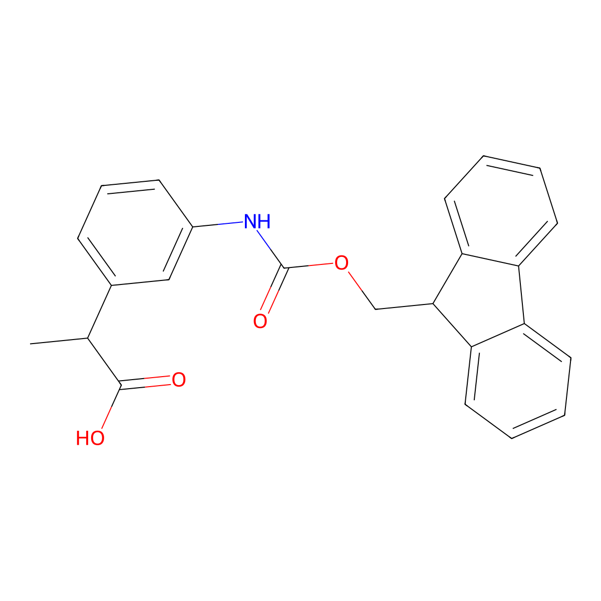 2-[3-({[(9H-fluoren-9-yl)methoxy]carbonyl}amino)phenyl]propanoic acid molecular structure, CAS 2353954-62-6