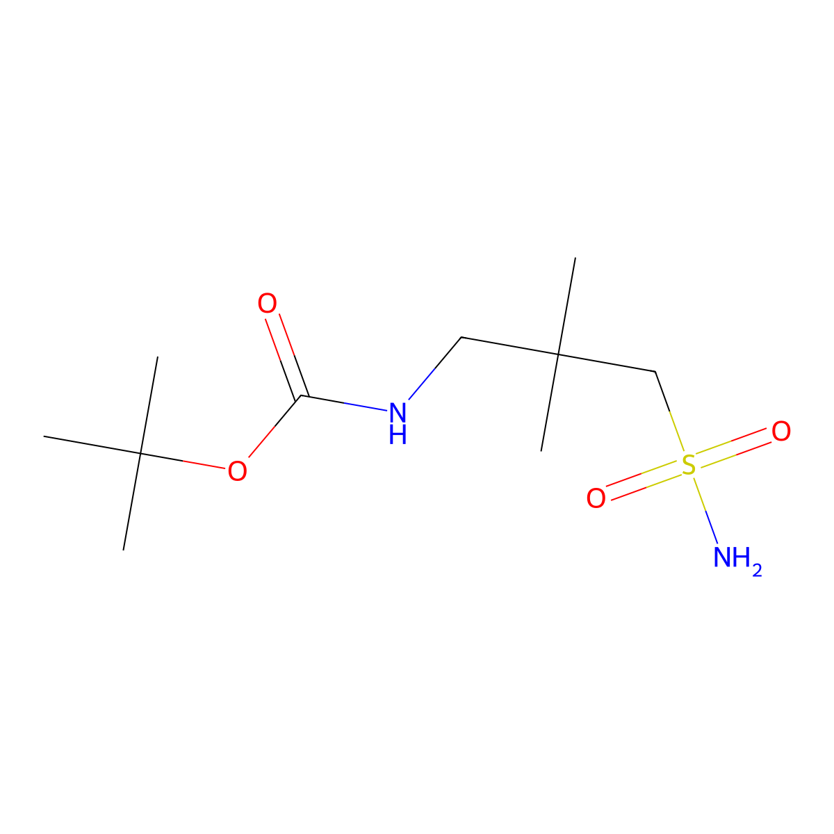 tert-butyl N-(2,2-dimethyl-3-sulfamoylpropyl)carbamate molecular structure, CAS 2353956-46-2