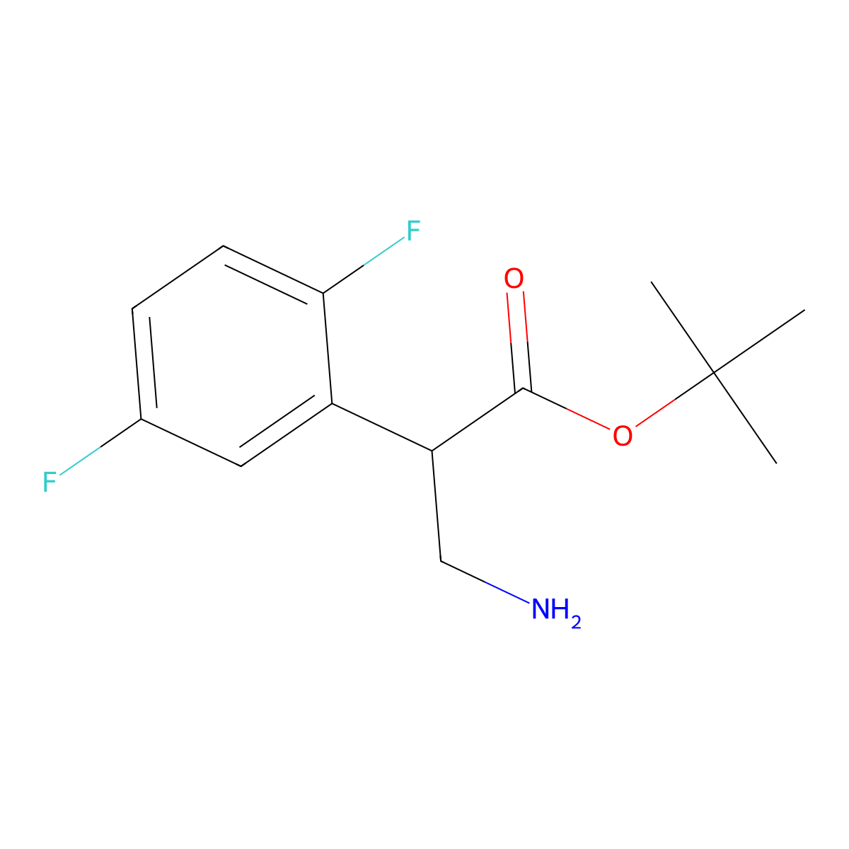Tert-butyl 3-amino-2-(2,5-difluorophenyl)propanoate molecular structure, CAS 2353990-68-6