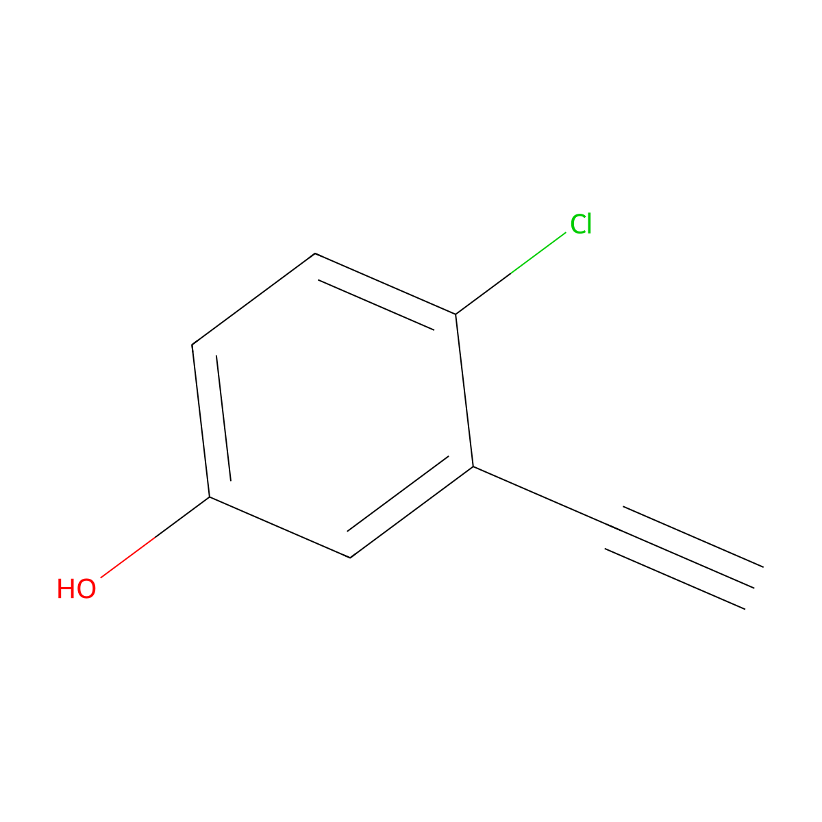 4-Chloro-3-ethynylphenol molecular structure, CAS 2354017-38-0