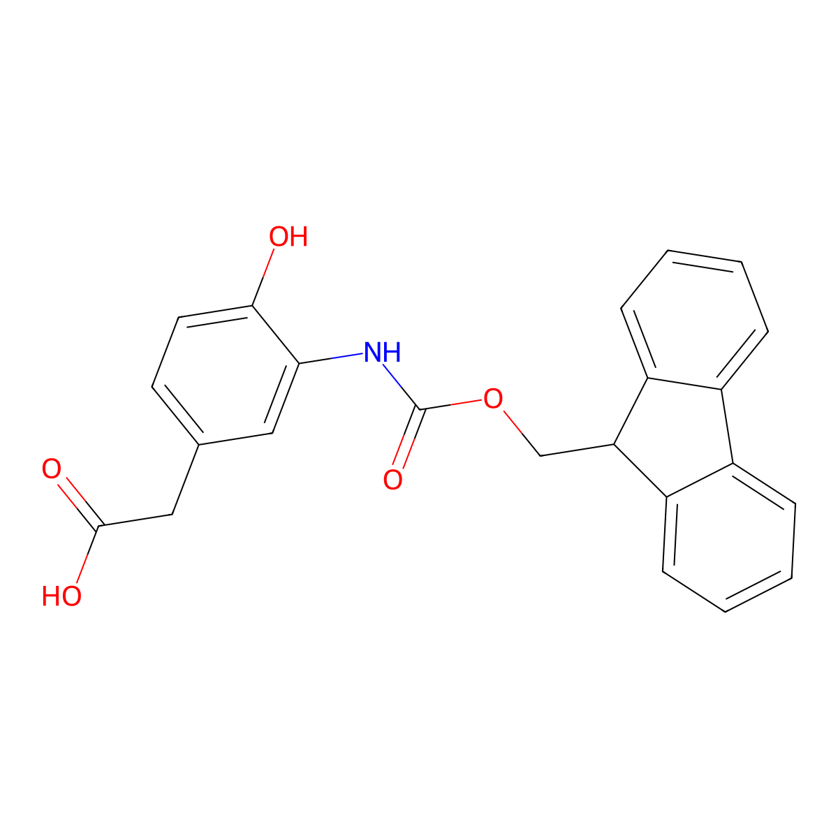 2-[3-({[(9H-fluoren-9-yl)methoxy]carbonyl}amino)-4-hydroxyphenyl]acetic acid molecular structure, CAS 2354023-79-1