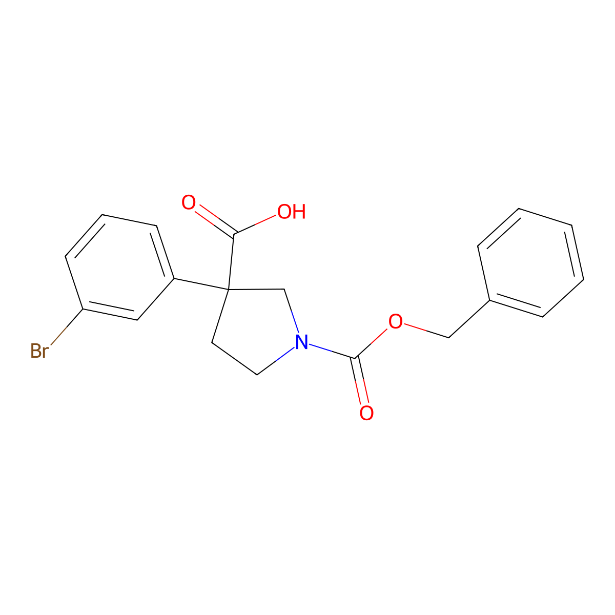 1-[(Benzyloxy)carbonyl]-3-(3-bromophenyl)pyrrolidine-3-carboxylic acid molecular structure, CAS 2354034-44-7