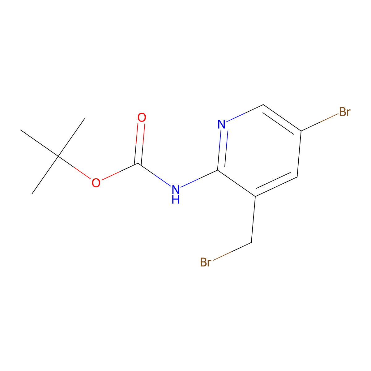tert-butyl N-[5-bromo-3-(bromomethyl)pyridin-2-yl]carbamate molecular structure, CAS 2354035-55-3