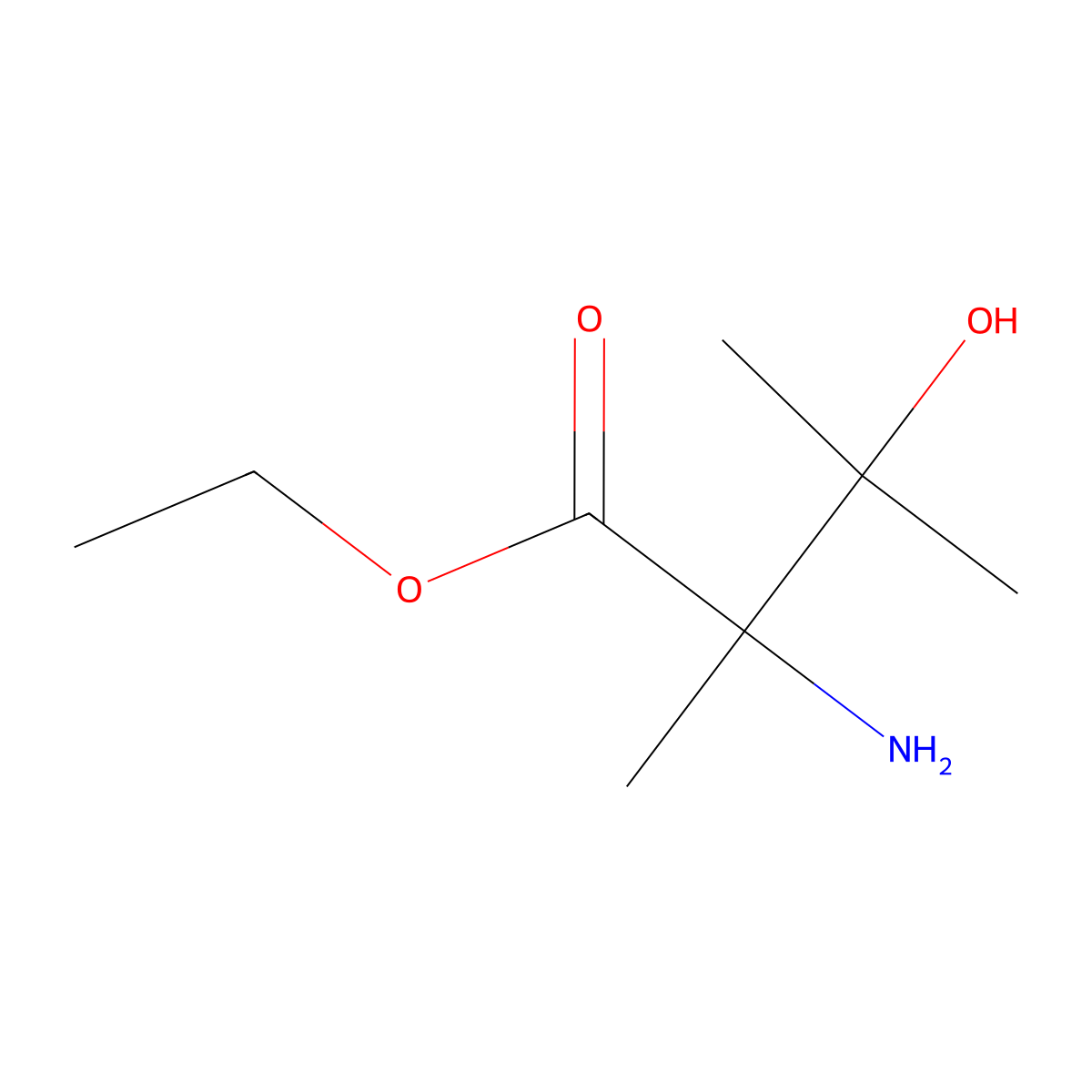 Ethyl 2-amino-3-hydroxy-2,3-dimethylbutanoate molecular structure, CAS 2354039-37-3