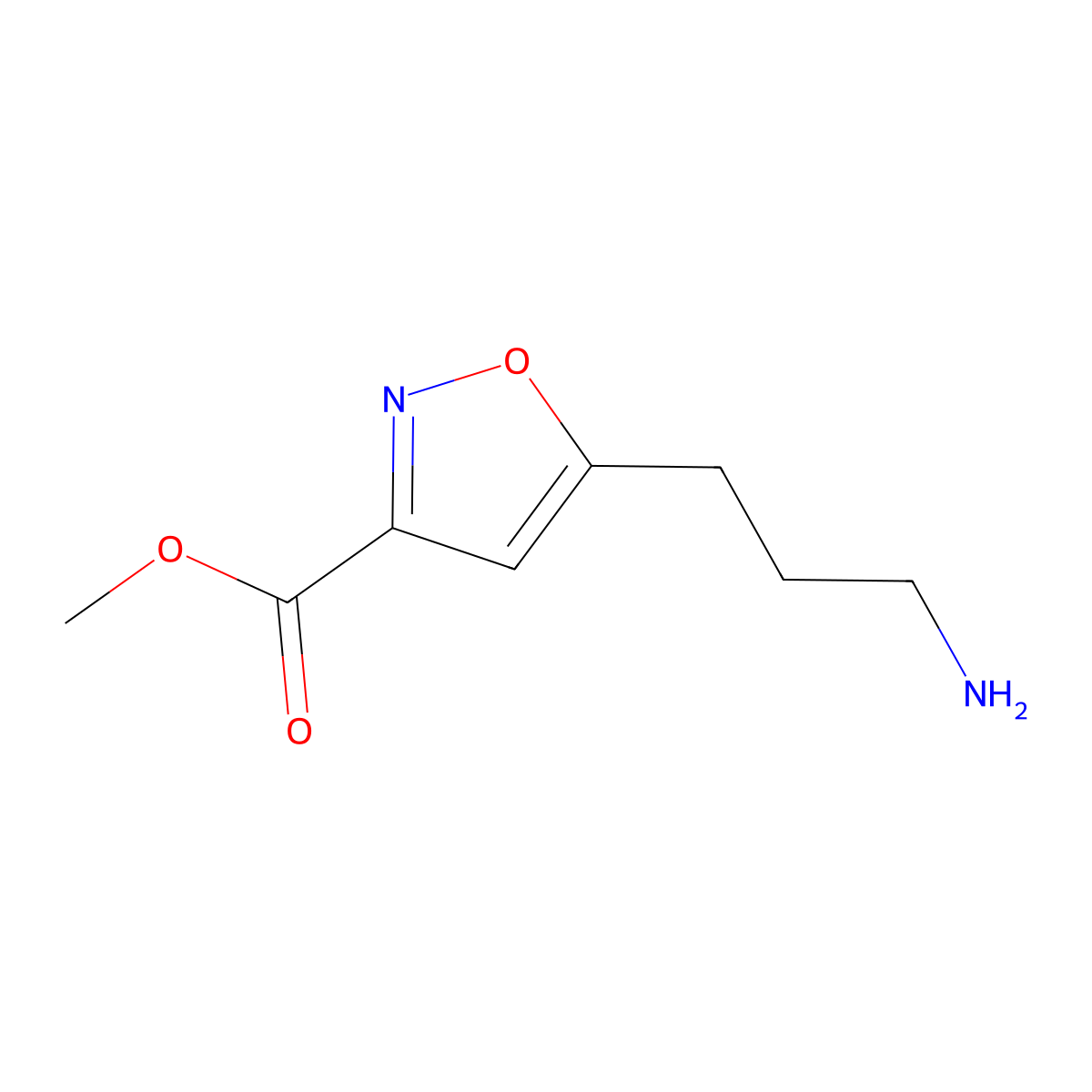 Methyl 5-(3-aminopropyl)-1,2-oxazole-3-carboxylate molecular structure, CAS 2354042-02-5
