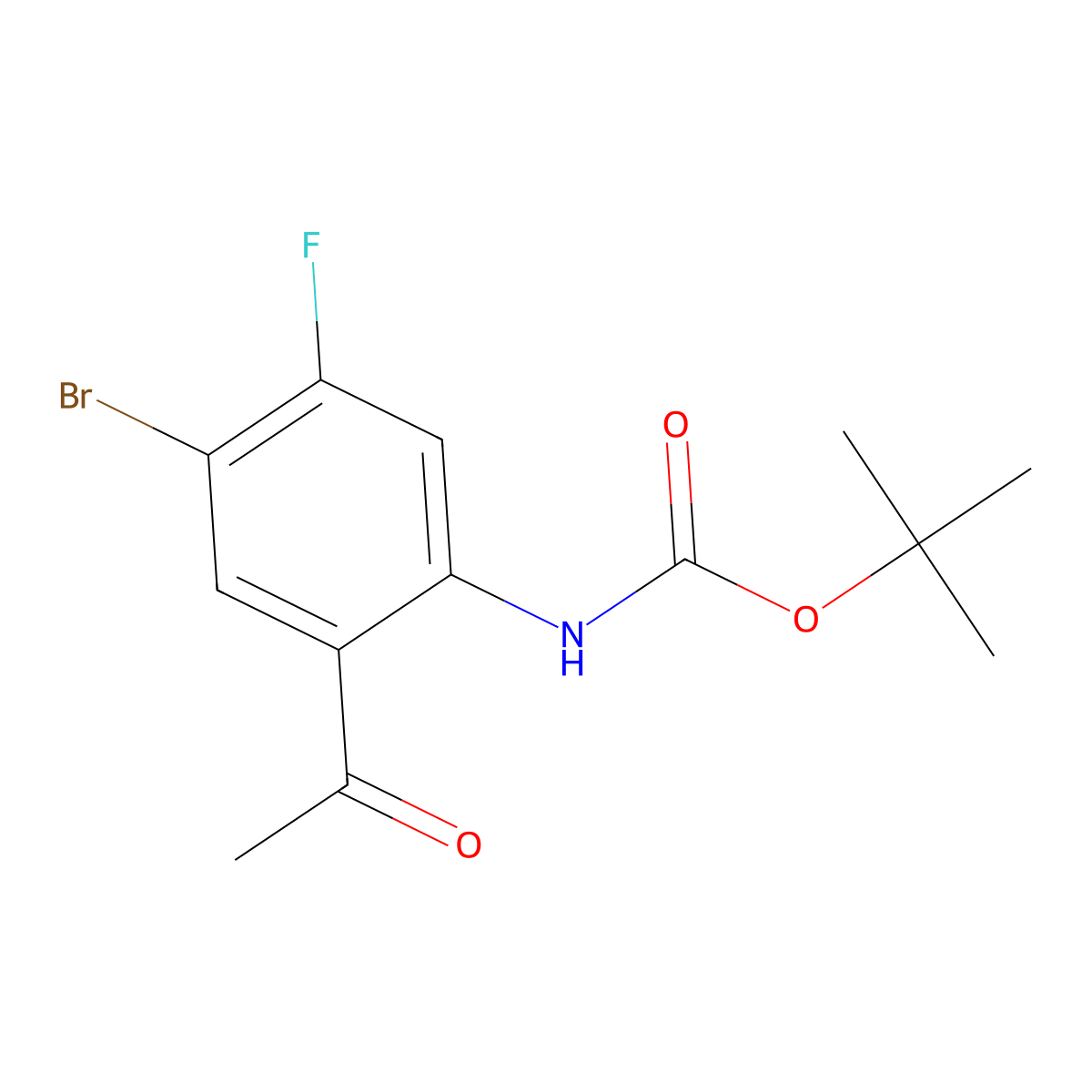 tert-butyl N-(2-acetyl-4-bromo-5-fluorophenyl)carbamate molecular structure, CAS 2354048-13-6