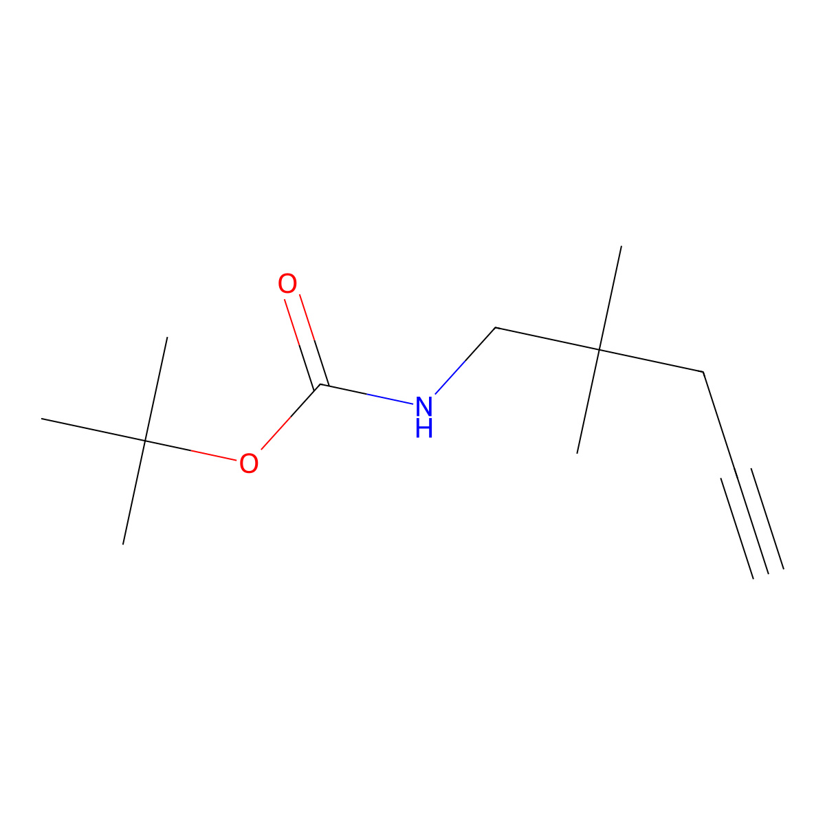 tert-butyl N-(2,2-dimethylpent-4-yn-1-yl)carbamate molecular structure, CAS 2354069-05-7