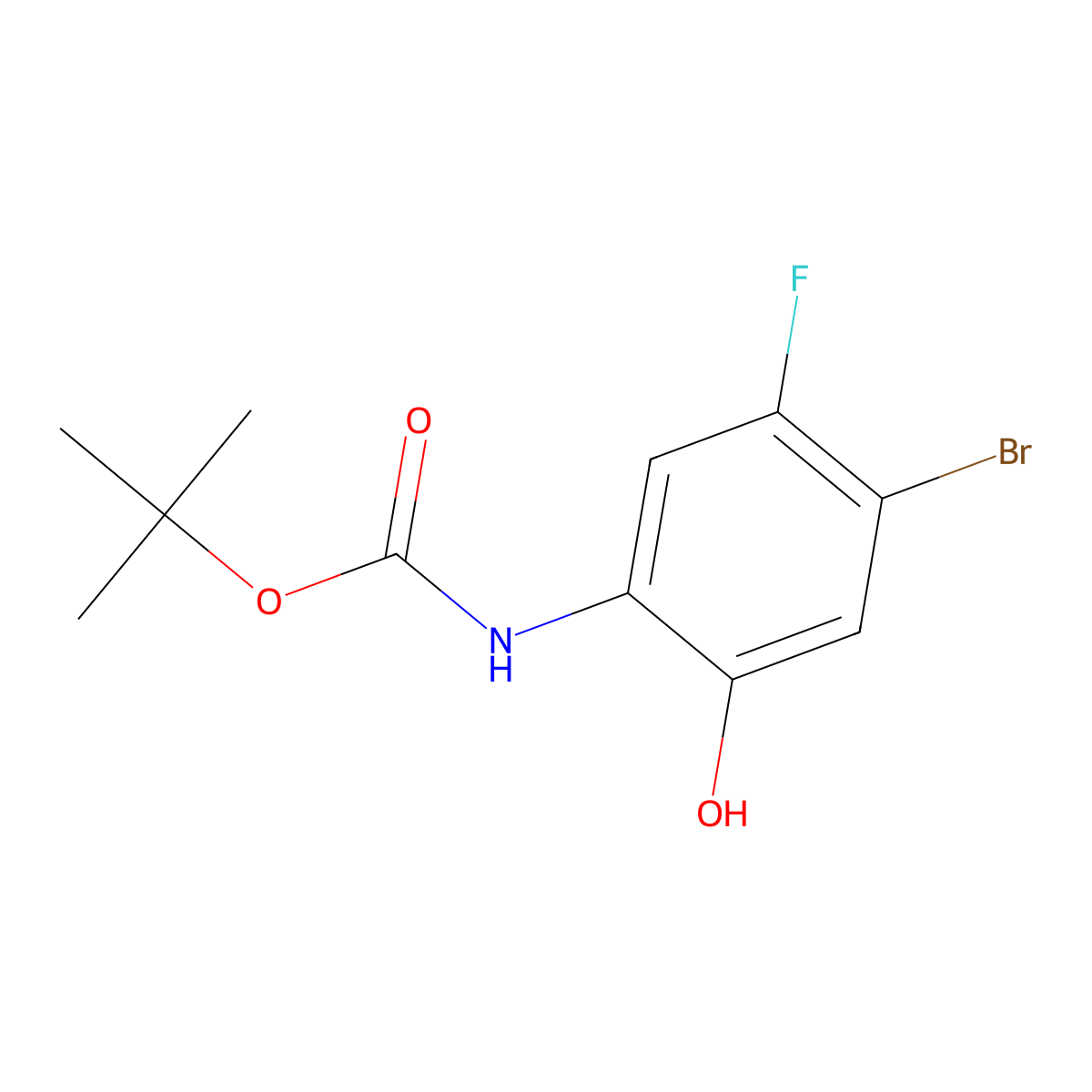 tert-butyl N-(4-bromo-5-fluoro-2-hydroxyphenyl)carbamate molecular structure, CAS 2354073-11-1