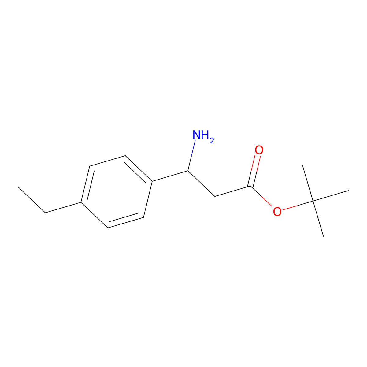 Tert-butyl 3-amino-3-(4-ethylphenyl)propanoate molecular structure, CAS 2354074-44-3