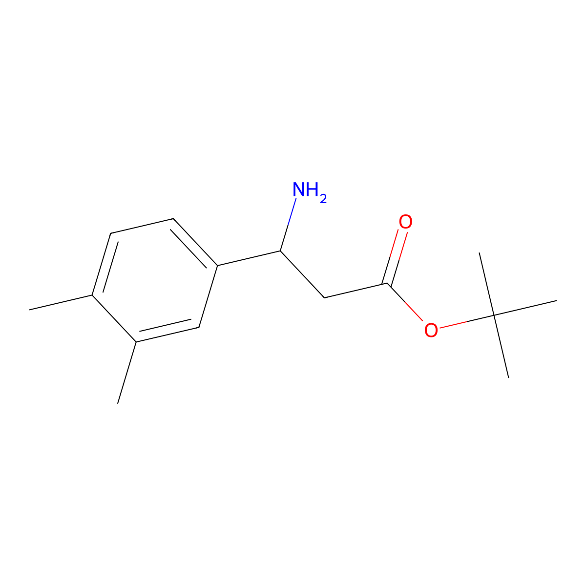 Tert-butyl 3-amino-3-(3,4-dimethylphenyl)propanoate molecular structure, CAS 2354074-96-5