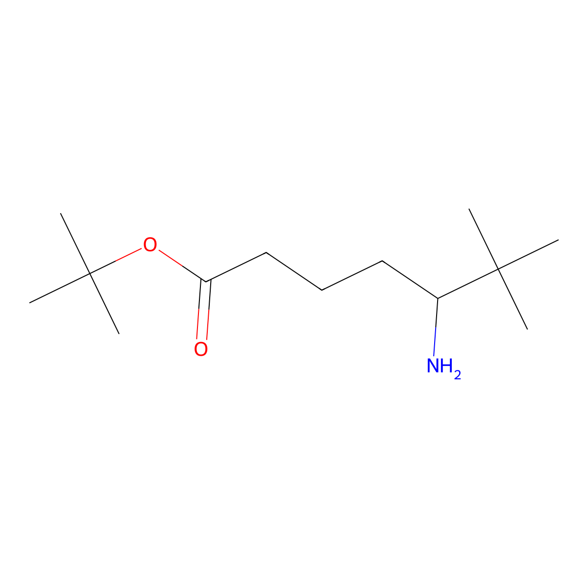 Tert-butyl 5-amino-6,6-dimethylheptanoate molecular structure, CAS 2354080-41-2