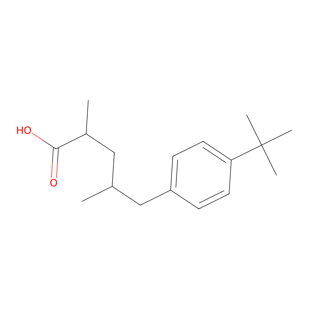 5-(4-Tert-butylphenyl)-2,4-dimethylpentanoic acid molecular structure, CAS 2354080-45-6