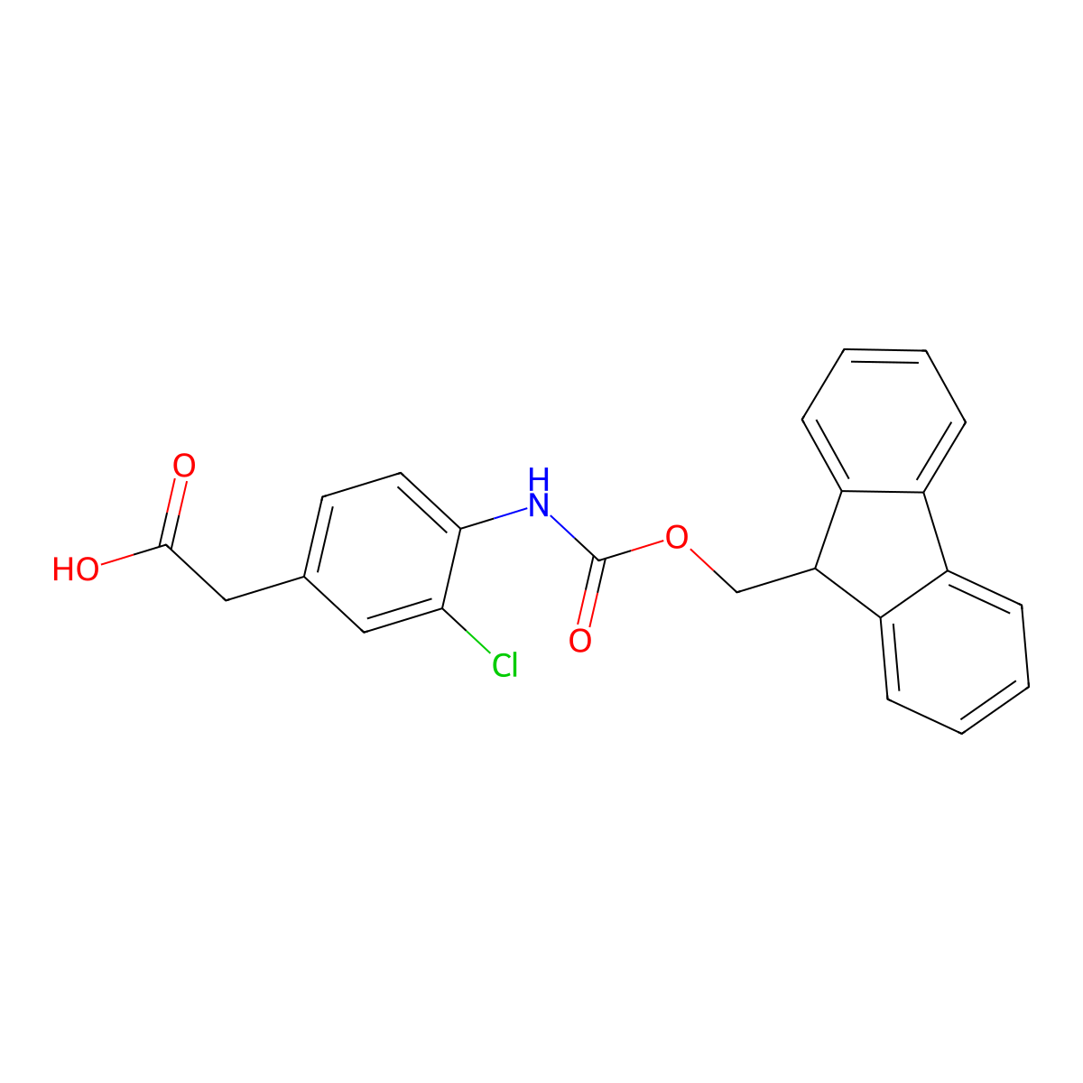 2-[3-chloro-4-({[(9H-fluoren-9-yl)methoxy]carbonyl}amino)phenyl]acetic acid molecular structure, CAS 2354084-94-7