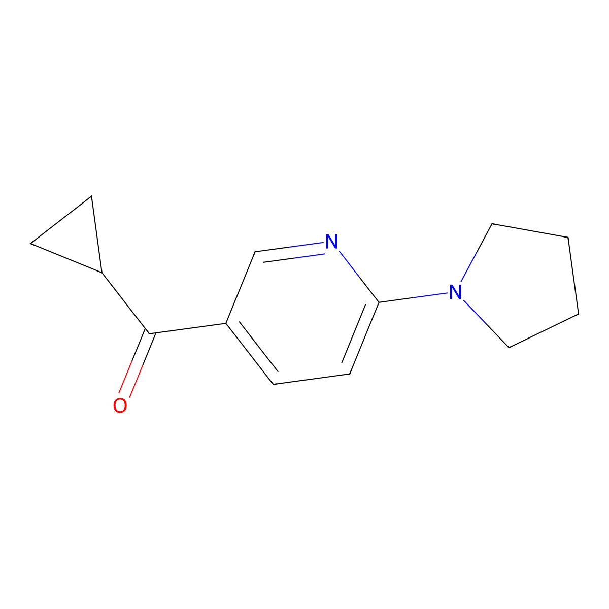 Cyclopropyl[6-(1-pyrrolidinyl)-3-pyridinyl]methanone molecular structure, CAS 2354090-87-0