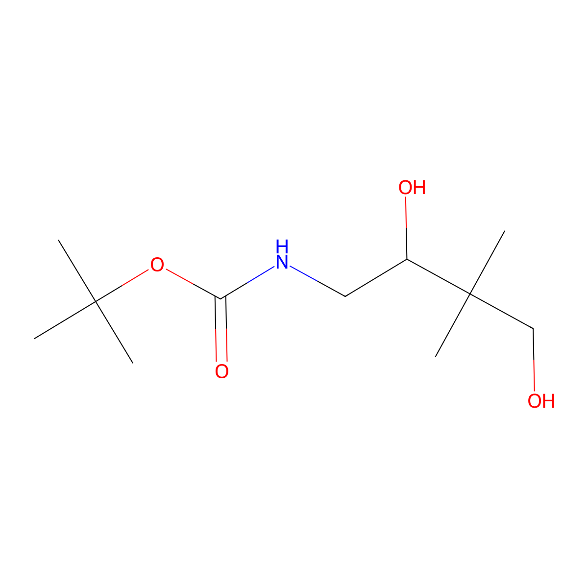 tert-butyl N-(2,4-dihydroxy-3,3-dimethylbutyl)carbamate molecular structure, CAS 2354097-62-2