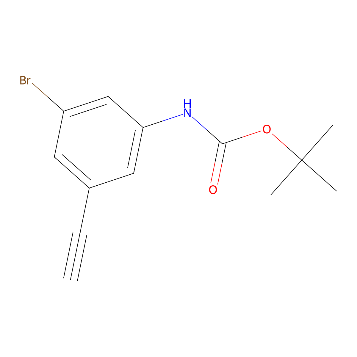 tert-butyl N-(3-bromo-5-ethynylphenyl)carbamate molecular structure, CAS 2354097-98-4