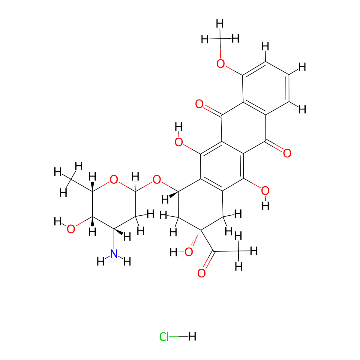 Daunorubicin Hydrochloride molecular structure, CAS 23541-50-6