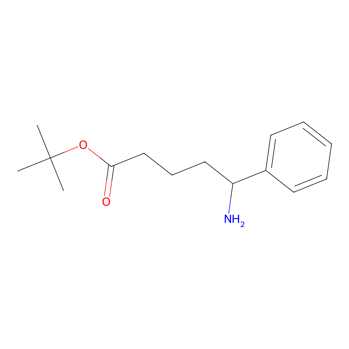 Tert-butyl 5-amino-5-phenylpentanoate molecular structure, CAS 2354107-09-6