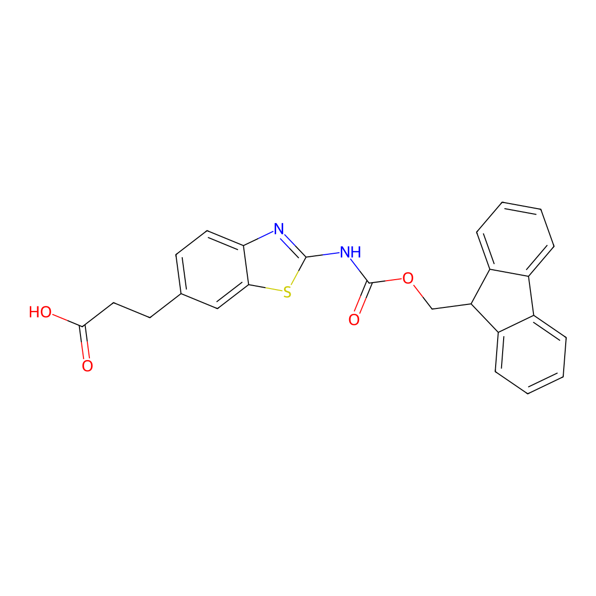 3-[2-({[(9H-fluoren-9-yl)methoxy]carbonyl}amino)-1,3-benzothiazol-6-yl]propanoic acid molecular structure, CAS 2354107-23-4