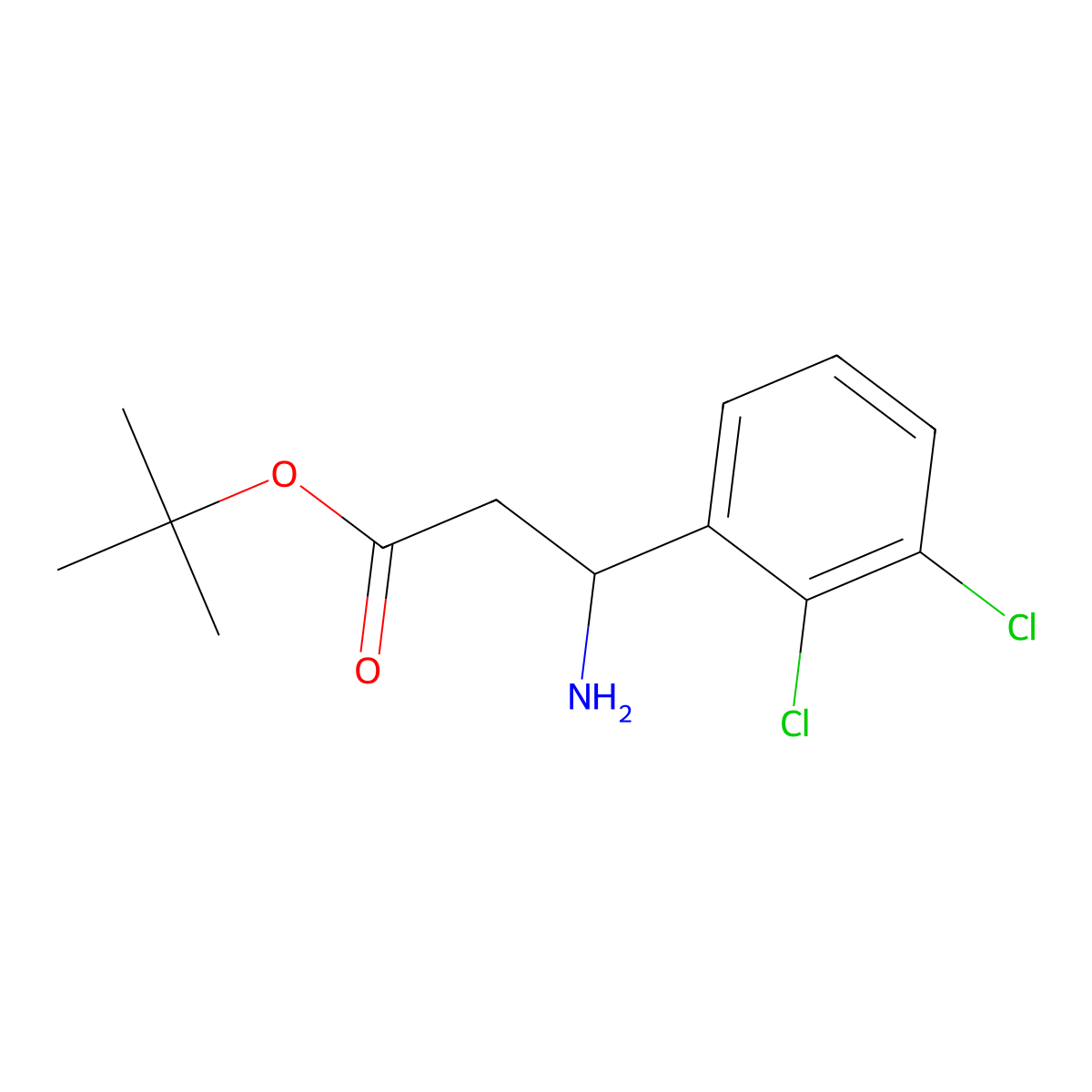 Tert-butyl 3-amino-3-(2,3-dichlorophenyl)propanoate molecular structure, CAS 2354120-69-5
