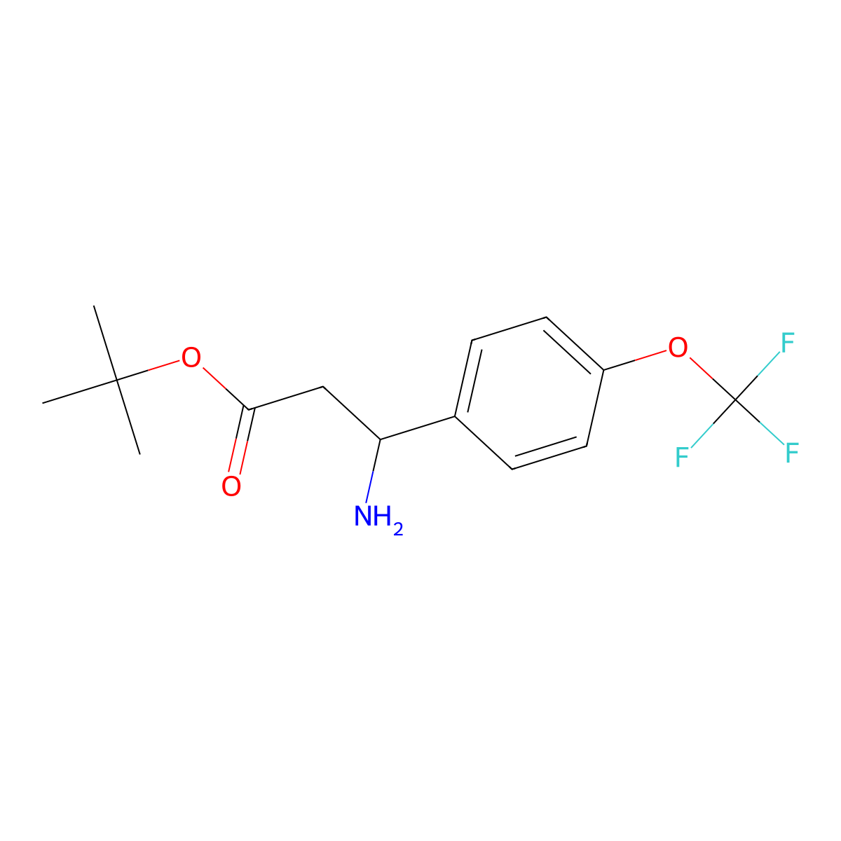 Tert-butyl 3-amino-3-[4-(trifluoromethoxy)phenyl]propanoate molecular structure, CAS 2354120-83-3