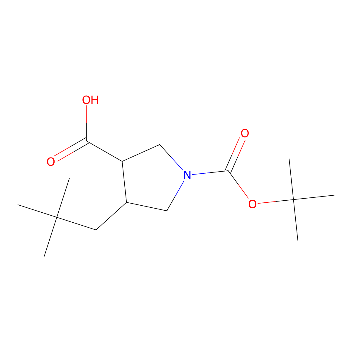 1-[(Tert-butoxy)carbonyl]-4-(2,2-dimethylpropyl)pyrrolidine-3-carboxylic acid molecular structure, CAS 2354122-04-4