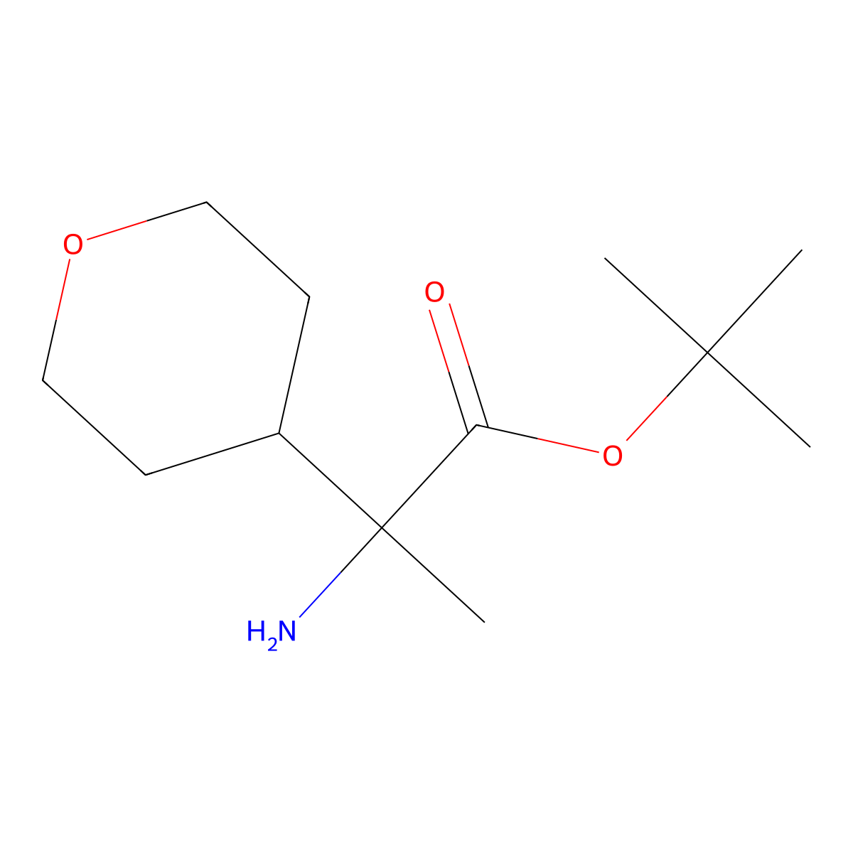 Tert-butyl 2-amino-2-(oxan-4-yl)propanoate molecular structure, CAS 2354162-79-9