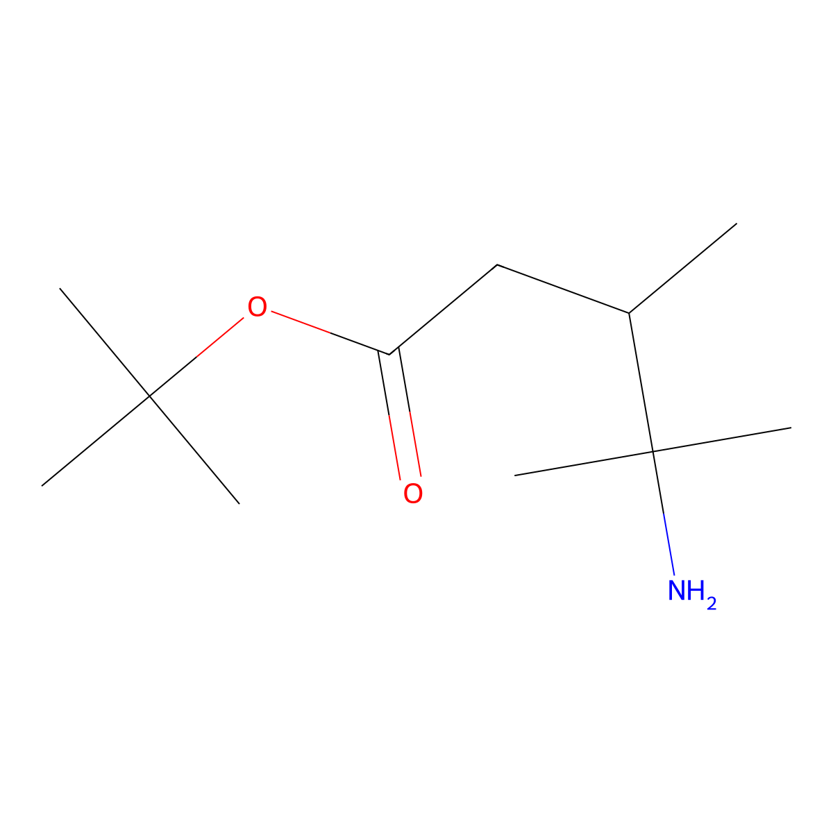 Tert-butyl 4-amino-3,4-dimethylpentanoate molecular structure, CAS 2354185-62-7