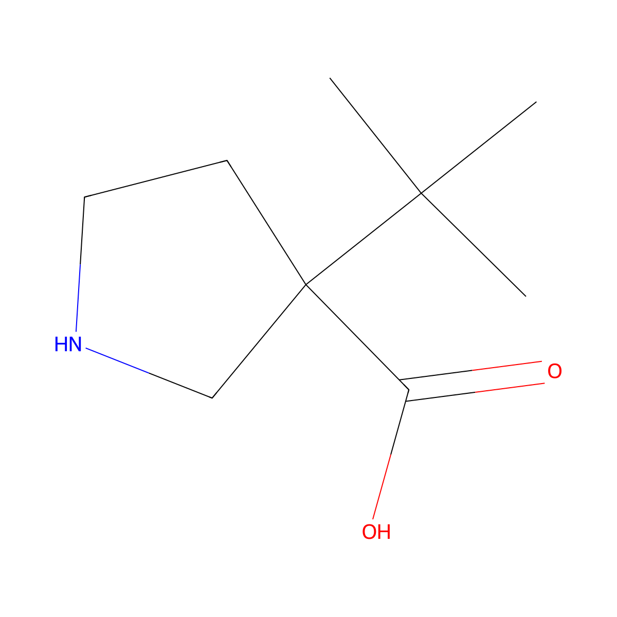 3-Tert-butylpyrrolidine-3-carboxylic acid molecular structure, CAS 2354188-81-9