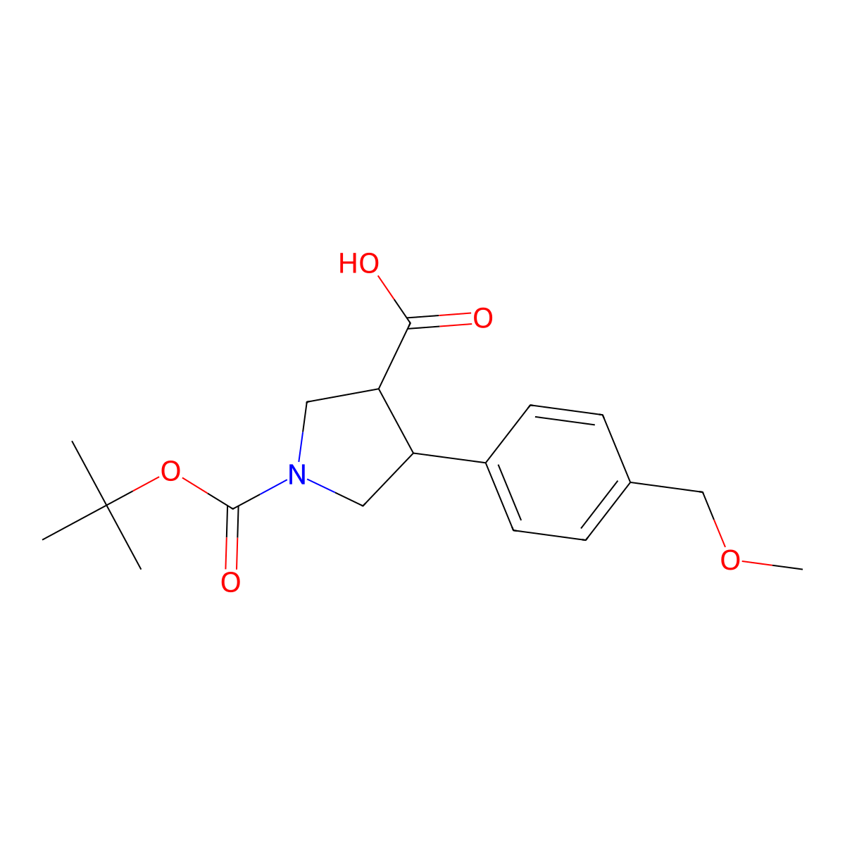 1-[(Tert-butoxy)carbonyl]-4-[4-(methoxymethyl)phenyl]pyrrolidine-3-carboxylic acid molecular structure, CAS 2354193-70-5