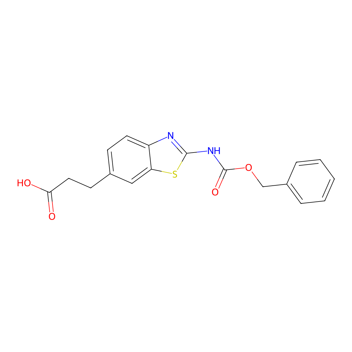 3-(2-{[(Benzyloxy)carbonyl]amino}-1,3-benzothiazol-6-yl)propanoic acid molecular structure, CAS 2354197-66-1