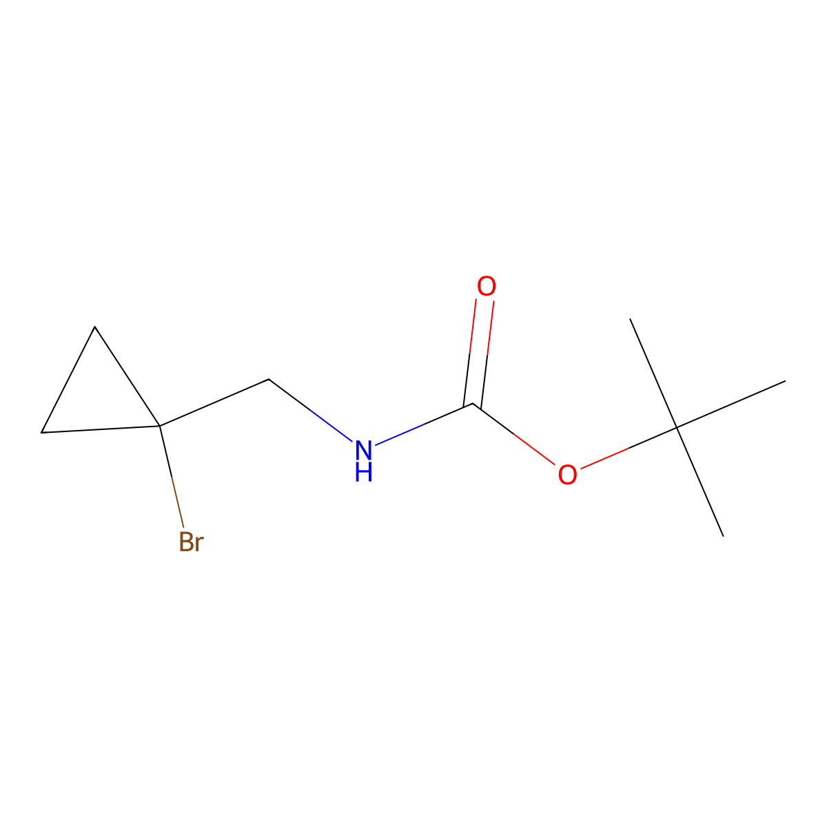 tert-butyl N-[(1-bromocyclopropyl)methyl]carbamate molecular structure, CAS 2354198-45-9