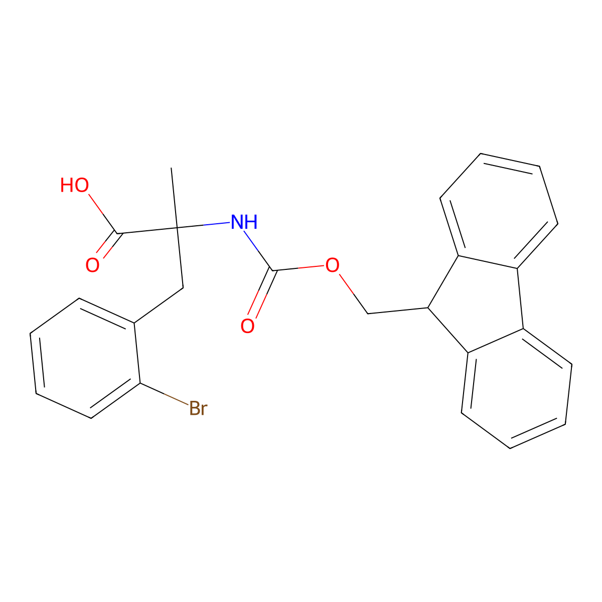 3-(2-bromophenyl)-2-({[(9H-fluoren-9-yl)methoxy]carbonyl}amino)-2-methylpropanoic acid molecular structure, CAS 2354212-40-9