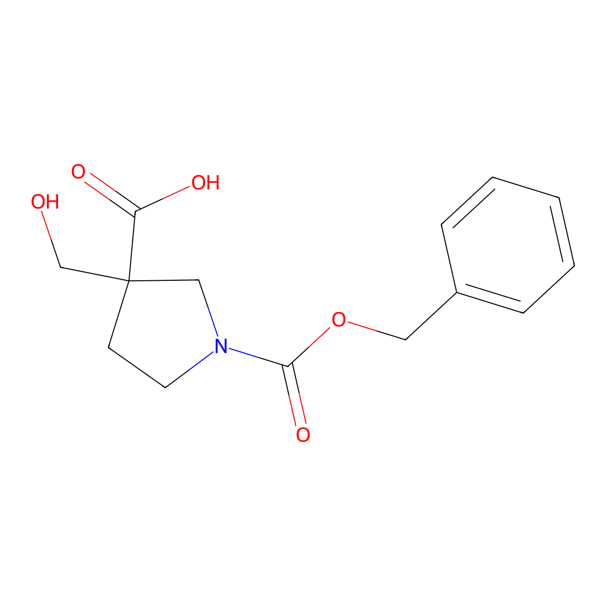 1-[(Benzyloxy)carbonyl]-3-(hydroxymethyl)pyrrolidine-3-carboxylic acid molecular structure, CAS 2354212-43-2