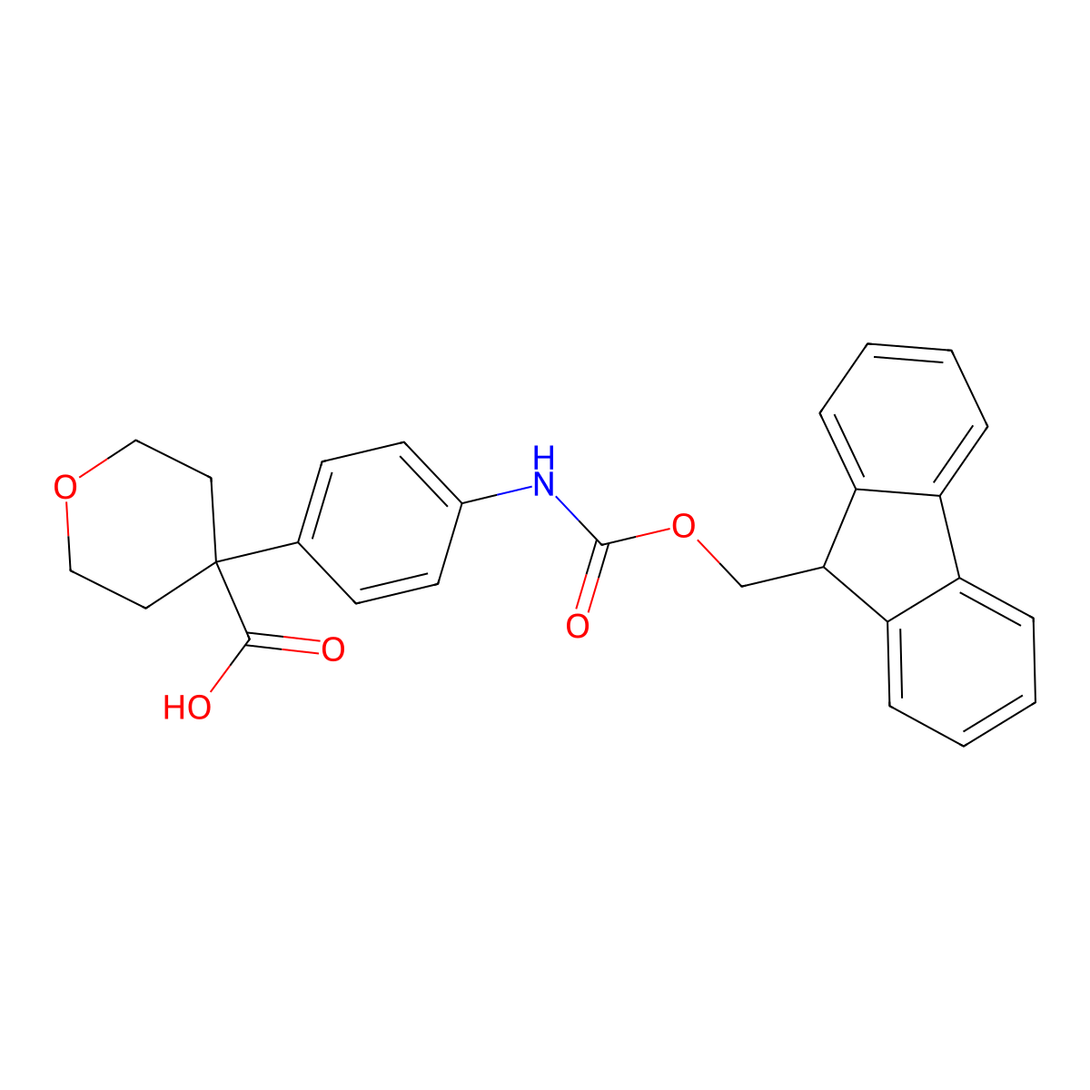 4-[4-({[(9H-fluoren-9-yl)methoxy]carbonyl}amino)phenyl]oxane-4-carboxylic acid molecular structure, CAS 2354216-78-5