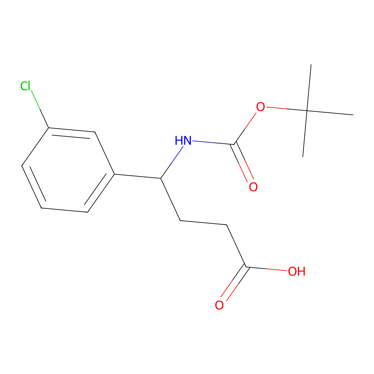 4-{[(Tert-butoxy)carbonyl]amino}-4-(3-chlorophenyl)butanoic acid molecular structure, CAS 2354219-75-1