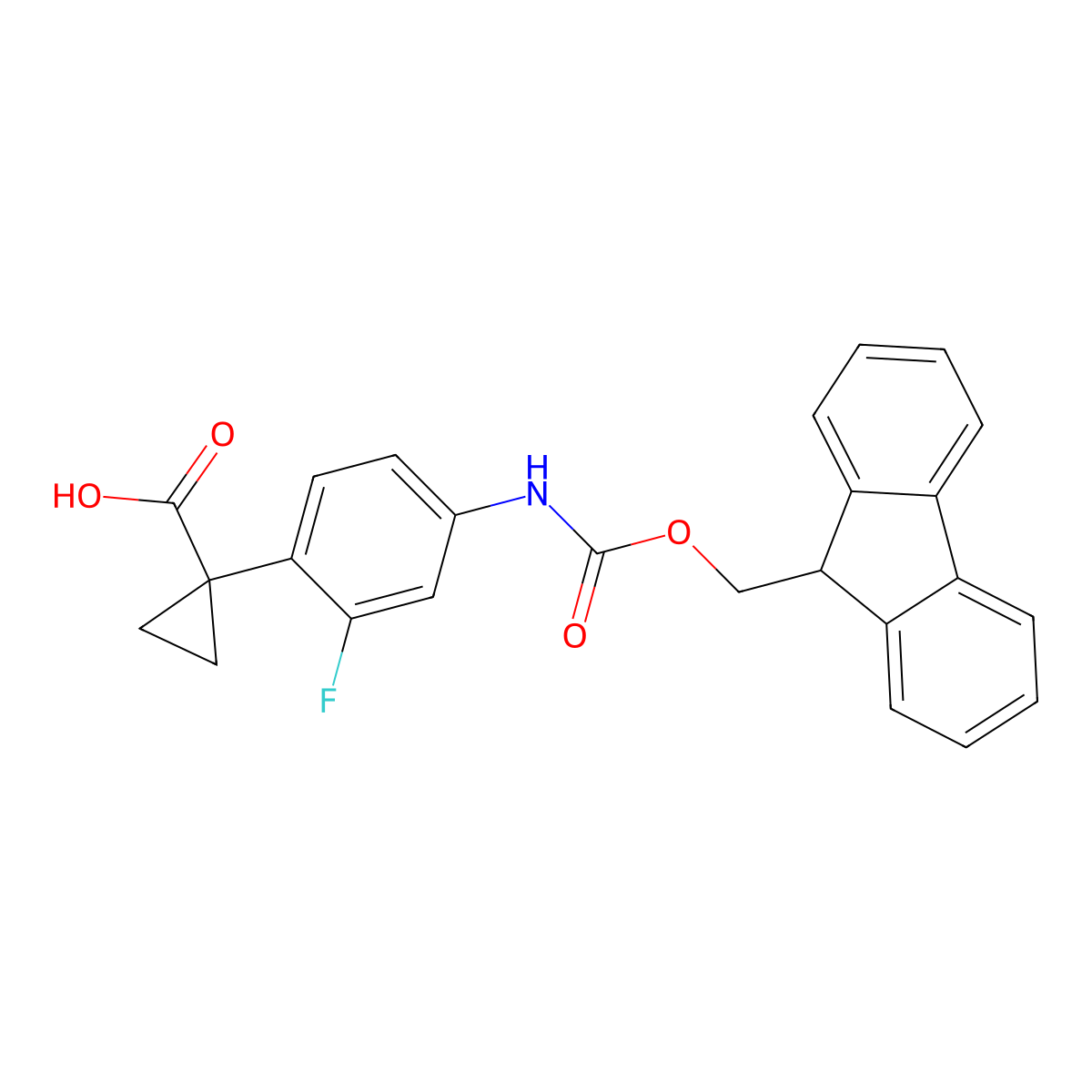 1-[4-(9H-Fluoren-9-ylmethoxycarbonylamino)-2-fluorophenyl]cyclopropane-1-carboxylic acid molecular structure, CAS 2354229-71-1