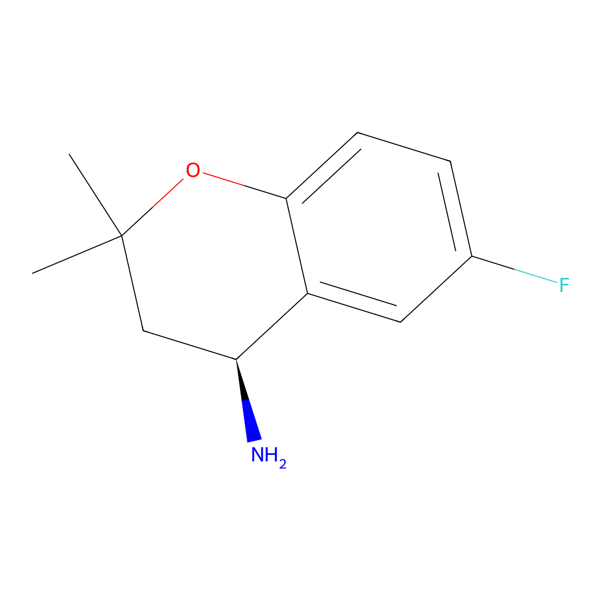 (4S)-6-Fluoro-2,2-dimethyl-3,4-dihydro-2H-1-benzopyran-4-amine molecular structure, CAS 235423-03-7