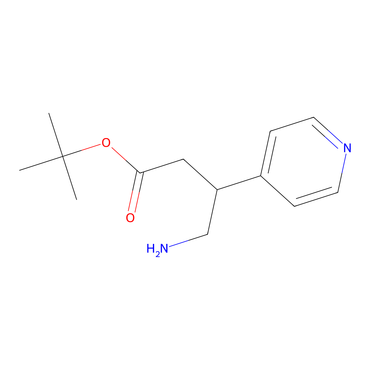 Tert-butyl 4-amino-3-(pyridin-4-yl)butanoate molecular structure, CAS 2354261-21-3