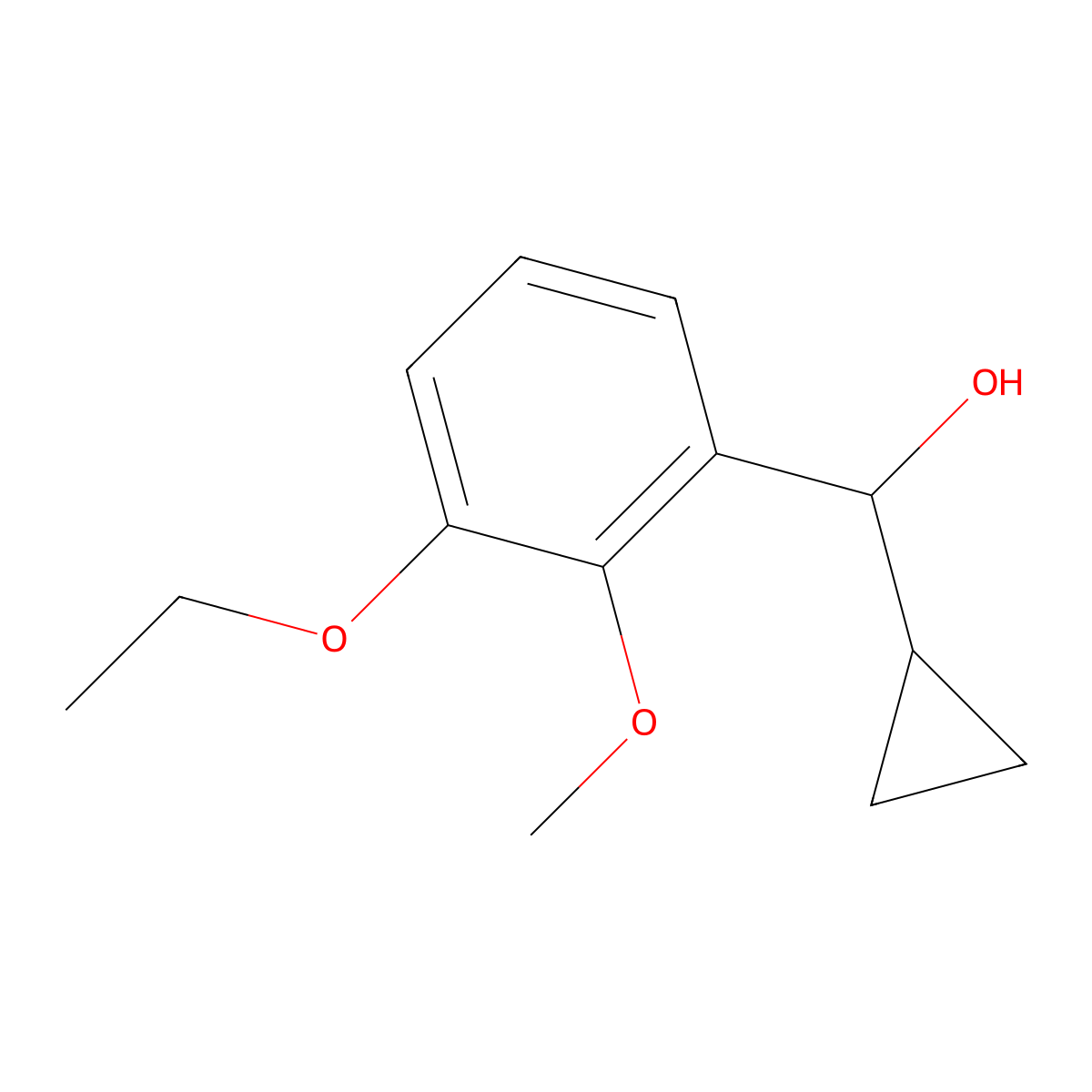 Cyclopropyl(3-ethoxy-2-methoxyphenyl)methanol molecular structure, CAS 2354263-94-6