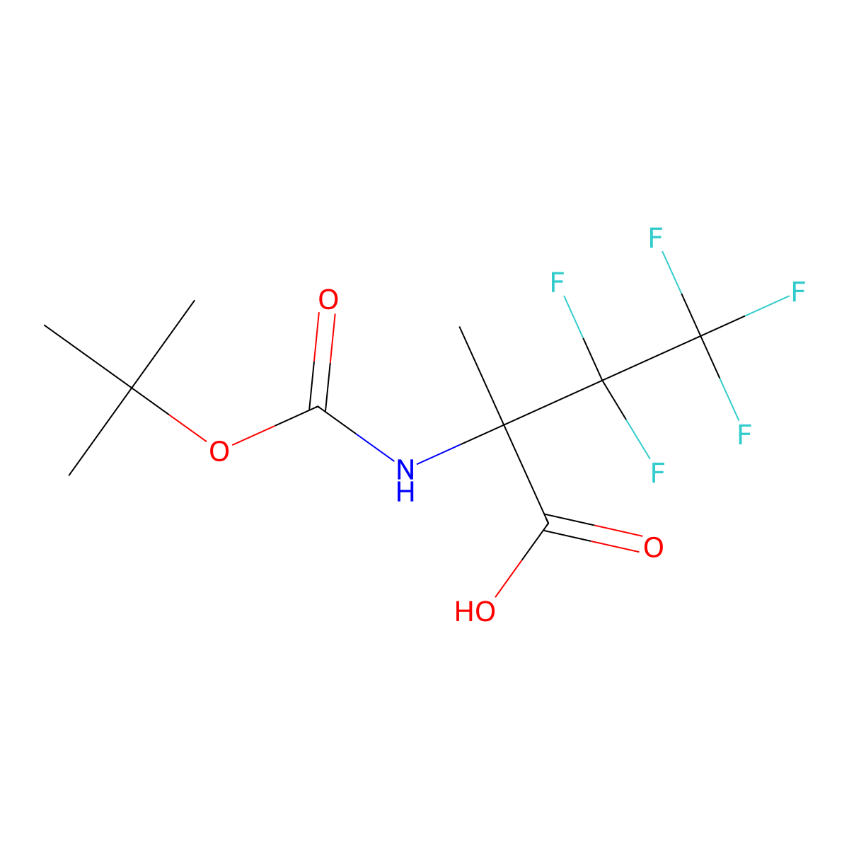 2-{[(Tert-butoxy)carbonyl]amino}-3,3,4,4,4-pentafluoro-2-methylbutanoic acid molecular structure, CAS 2354296-50-5
