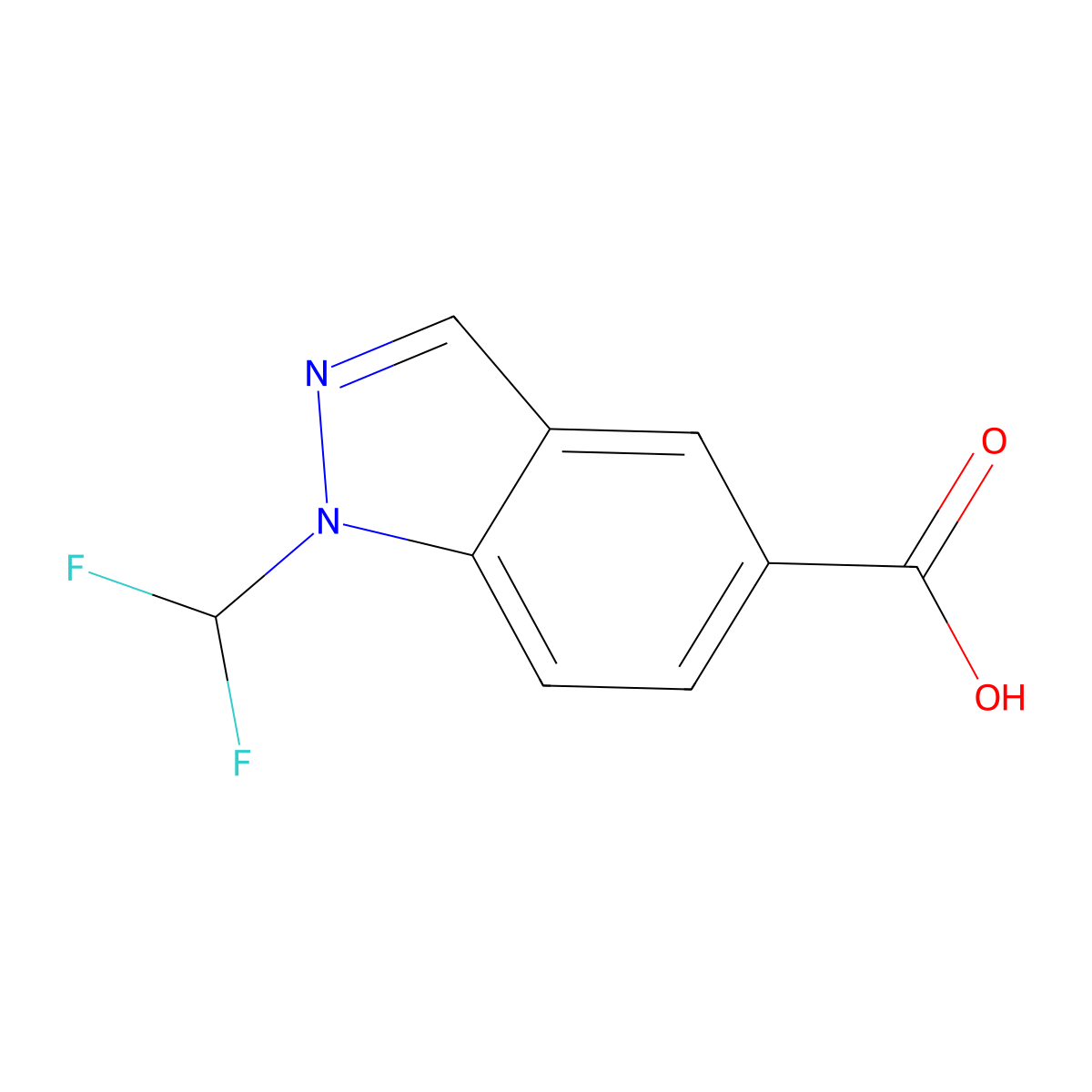 1-(difluoromethyl)-1H-indazole-5-carboxylic acid molecular structure, CAS 2354302-71-7